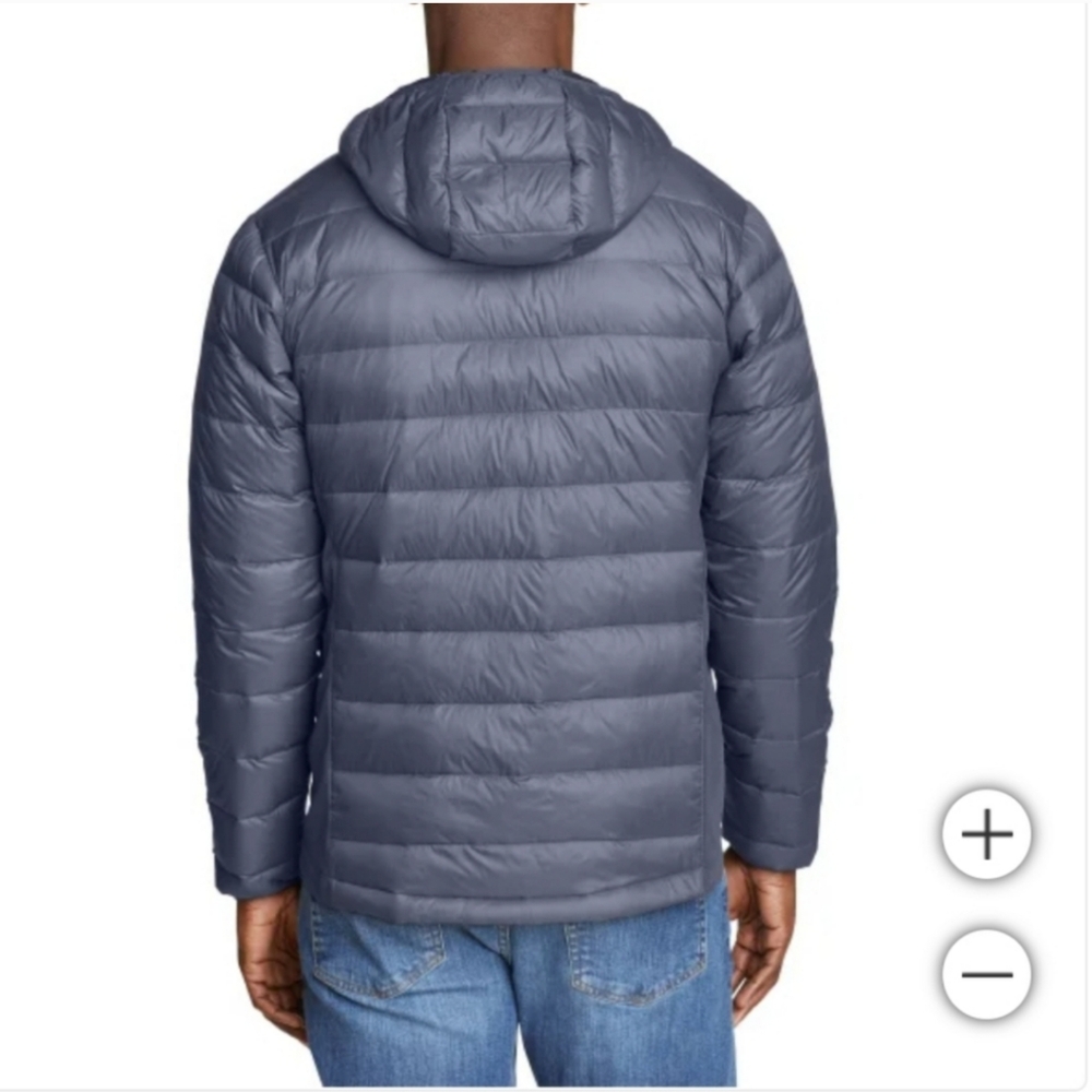 Eddie Bauer Men's Black Down Puffer Jacket with Hood Winter Warm nwt - Picture 2 of 6